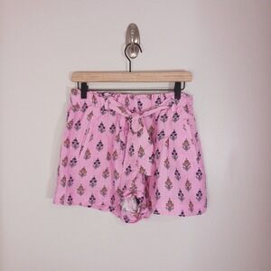 Anthropologie Floral Linen Blend Pull On Shorts Boho Resort Women's Size Small